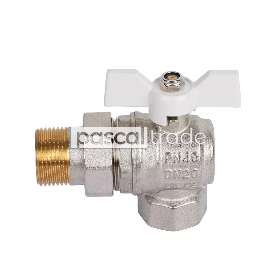 ZEISSLER-TIM — Кран шаровой «STANDARD» с американкой г/ш, ручка-бабочка (никелированный) 1