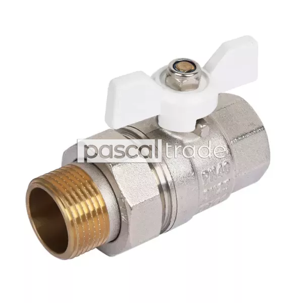 ZEISSLER-TIM — Кран шаровой «STANDARD» с американкой г/ш, ручка-бабочка (никелированный)