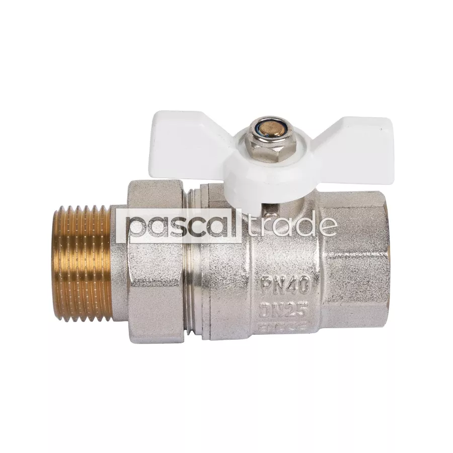 ZEISSLER-TIM — Кран шаровой «STANDARD» с американкой г/ш, ручка-бабочка (никелированный)