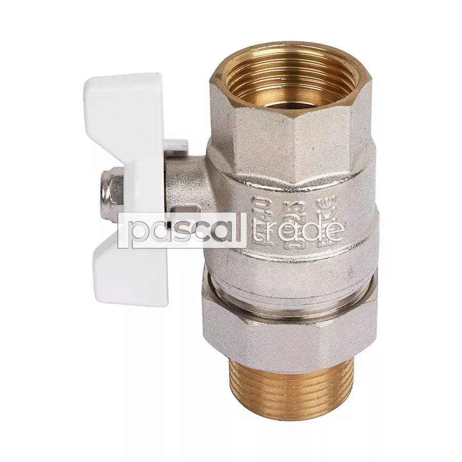 ZEISSLER-TIM — Кран шаровой «STANDARD» с американкой г/ш, ручка-бабочка (никелированный)