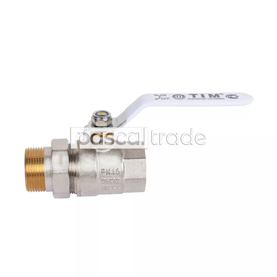 ZEISSLER-TIM — Кран шаровой «STANDARD» с американкой г/ш, ручка-рычаг (никелированный)