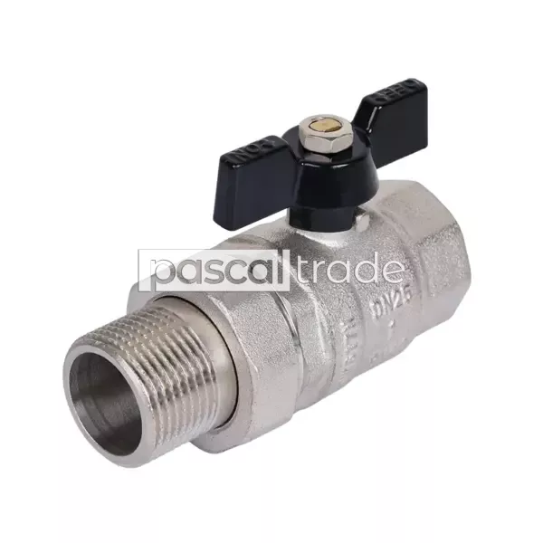 ZEISSLER-TIM — Кран шаровой «STRONG» с американкой г/ш, ручка-бабочка(никелированный)