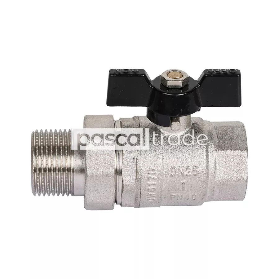 ZEISSLER-TIM — Кран шаровой «STRONG» с американкой г/ш, ручка-бабочка(никелированный)