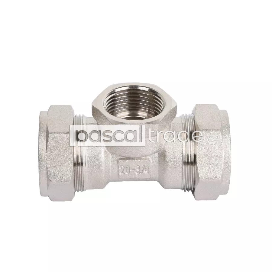 ZEISSLER-TIM — Тройник труба — вн. резьба — труба (никелированный)